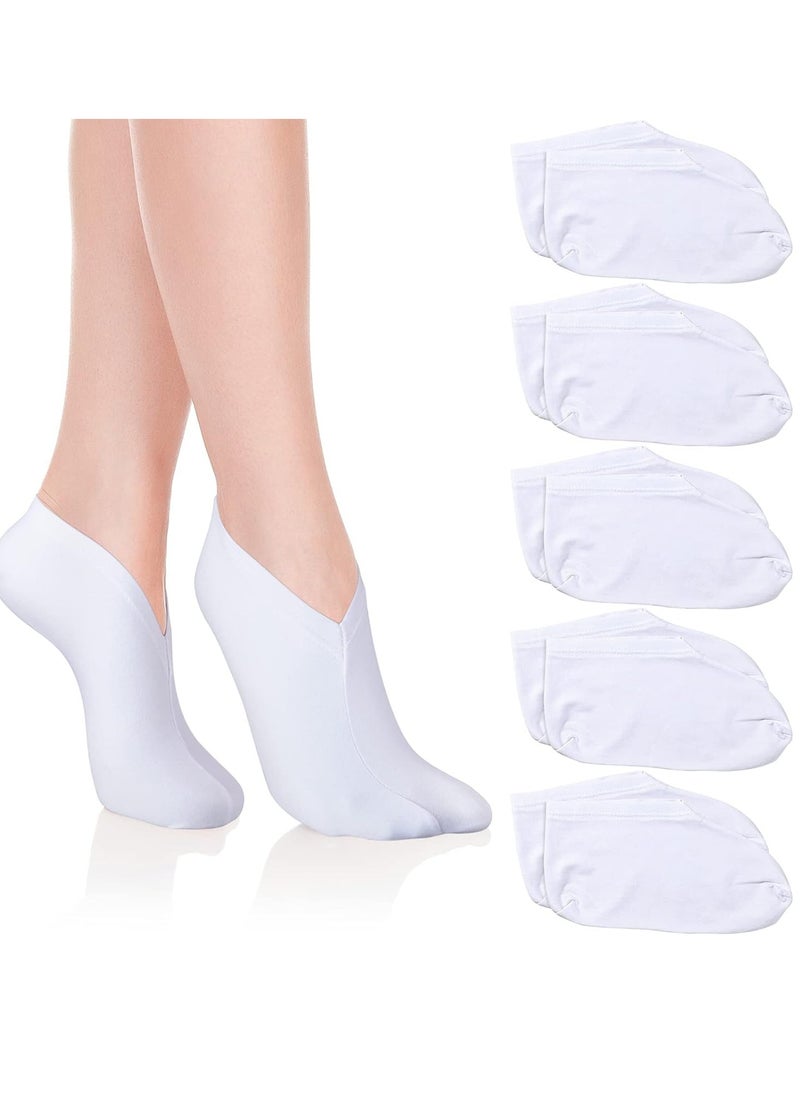 5 Pairs Moisturizing Socks Overnight Spa Socks for Dry Feet, Moisture Enhancing Socks, Cosmetic Moisturizing Socks for Women and Men, White