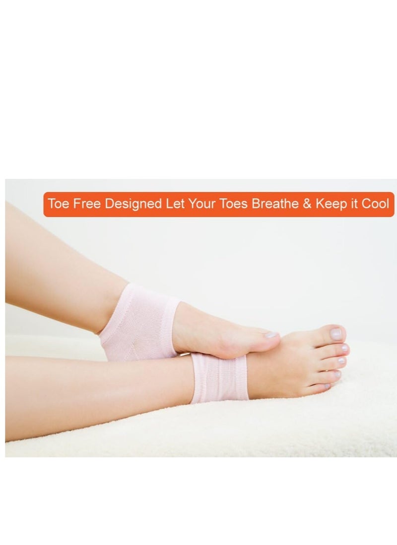 Selizo 5 Pairs Moisturizing Gel Heel Socks Open Toe Socks for Dry Hard Cracked Heels, 5 Colors