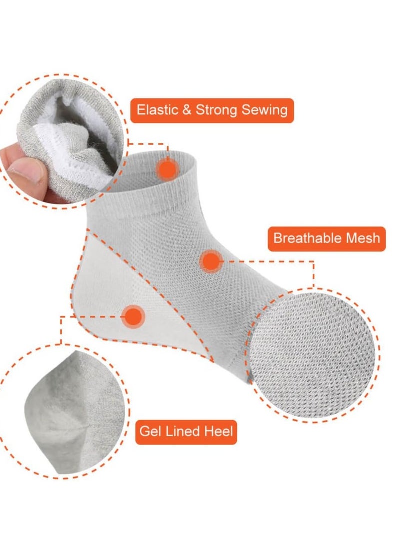 Selizo 5 Pairs Moisturizing Gel Heel Socks Open Toe Socks for Dry Hard Cracked Heels, 5 Colors