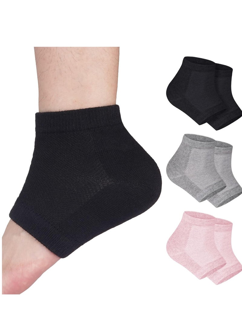 3 Pairs Moisturizing Heel Socks - tifanso Heel Socks for Dry Cracked Feet, Gel Heel Repair Socks for Cracked Heels, Moisture Socks for Women Dry Feet, Moisturizing Spa Socks for Overnight (Regular)