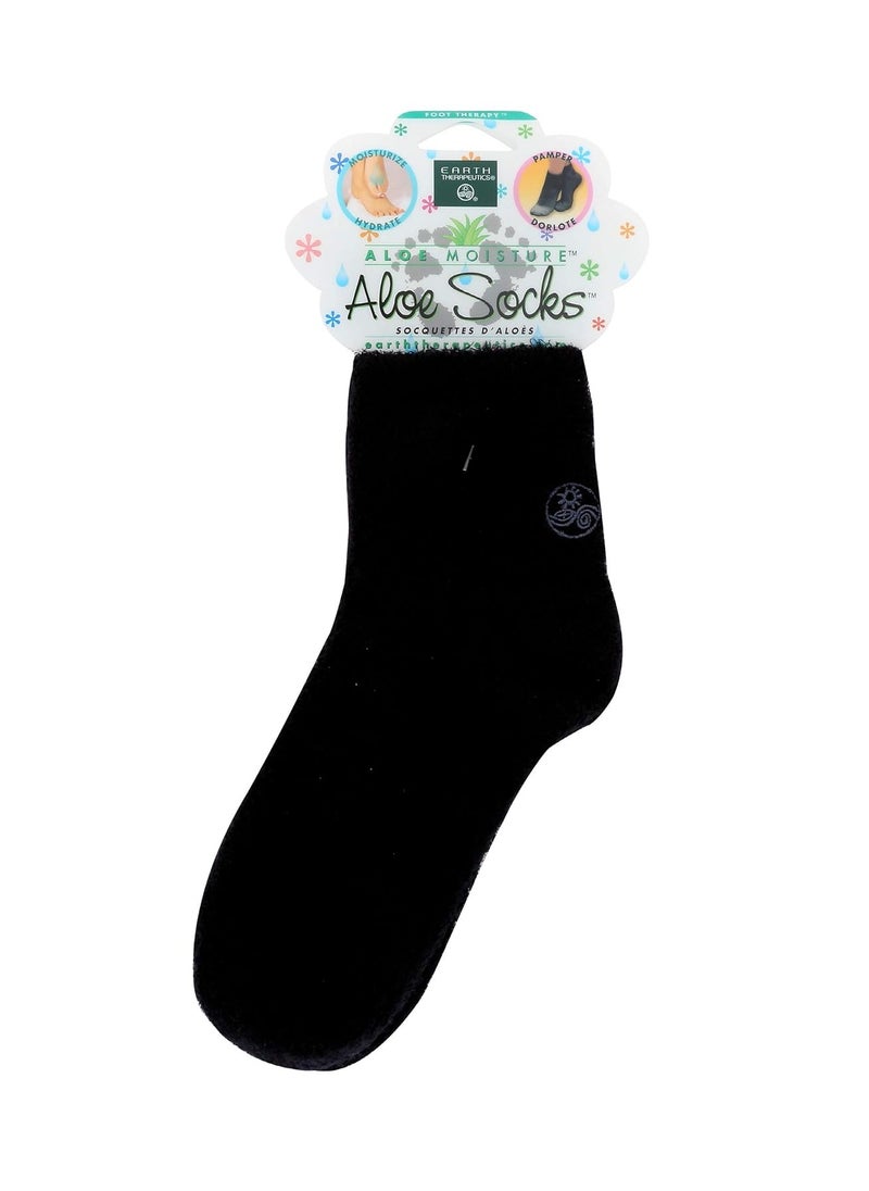 Earth Therapeutics Aloe Vera Socks – Infused with Natural Aloe Vera & Vitamin E – Helps Dry Feet, Cracked Heels, Calluses, Rough Skin, Dead Skin - Use with Your Favorite Lotions - Black