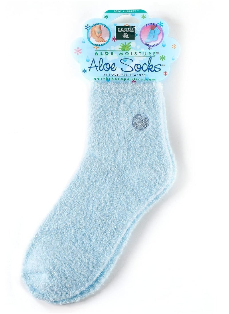 Earth Therapeutics Aloe Vera Socks – Infused with Natural Aloe Vera & Vitamin E – Helps Dry Feet, Cracked Heels, Calluses, Rough Skin, Dead Skin – Use with Your Favorite Lotions – Blue