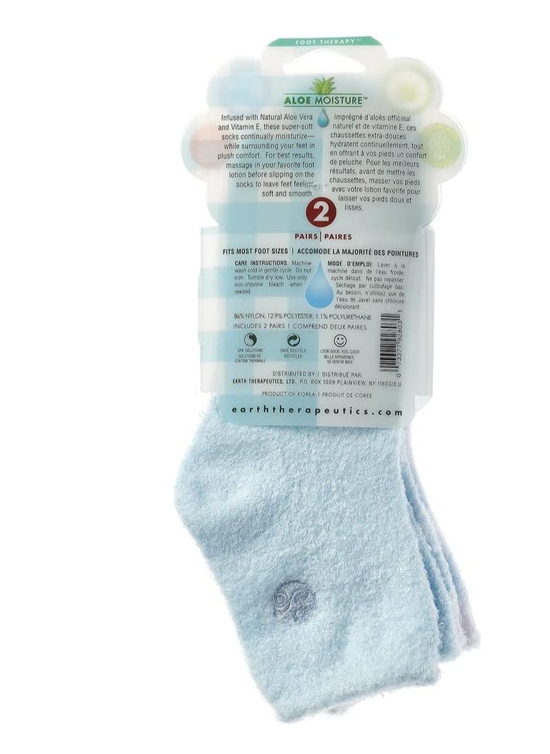 Earth Therapeutics Aloe Vera Socks – Infused with Natural Aloe Vera & Vitamin E – Helps Dry Feet, Cracked Heels, Calluses, Dead Skin - Use with Your Favorite Lotions - Blue Plaid