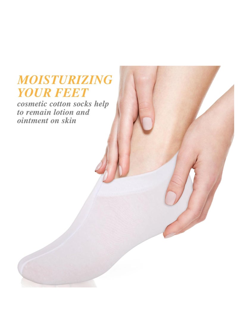 3 Pairs Moisturizing Socks Overnight, Lotion Socks for Dry Feet, Cotton Moisture Enhancing Socks, Spa Socks for Cracked Heel Repair, Gel Spa Moisturizing Socks for Women and Men, White