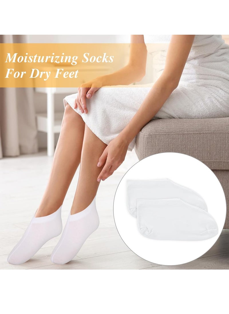 3 Pairs Moisturizing Socks Overnight, Lotion Socks for Dry Feet, Cotton Moisture Enhancing Socks, Spa Socks for Cracked Heel Repair, Gel Spa Moisturizing Socks for Women and Men, White