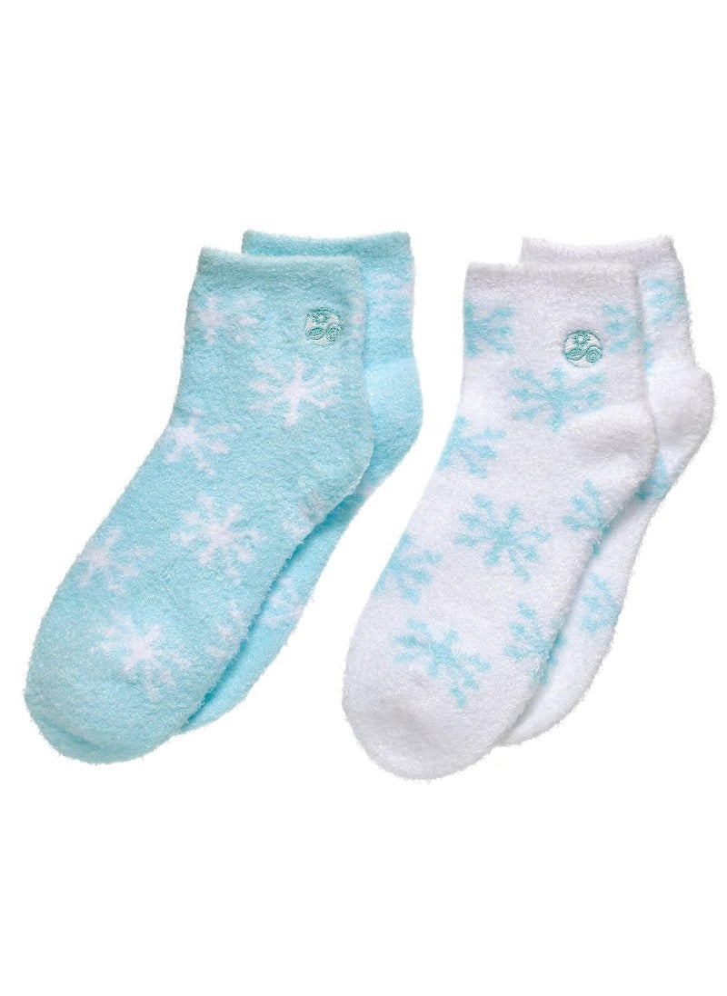 Earth Therapeutics Thera-Soft Aloe/Vitamin E Moisturizing Socks, Baby Blue/Snowflakes: 2 Pairs