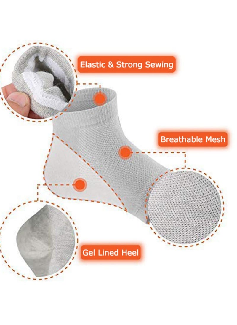 3 Pairs Moisturizing Gel Heel Socks, Vented Unisex Toeless Spa Sock for Foot Care Treatment, Cracked Heels, Dry Feet, Foot Calluses (Gray, Green, Pink)