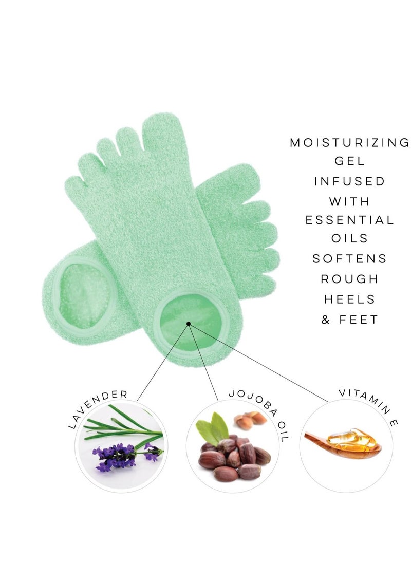 Moisturizing Gel Heel Socks | Perfect for Healing Dry Cracked Heels and Feet | Infused with Aromatherapy Blend of Lavender and Jojoba Oil | 1 Pair, GREEN