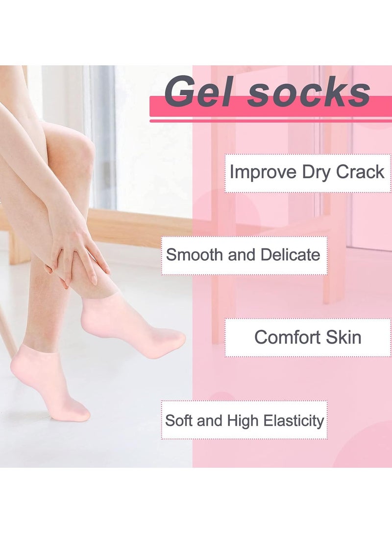 Silicone Socks 3 Pairs Latex Gel Socks Aloe Heel Socks Anti Slip Silicone Moisturizing Socks for Women Men Dry Cracking Skin (X-Large)