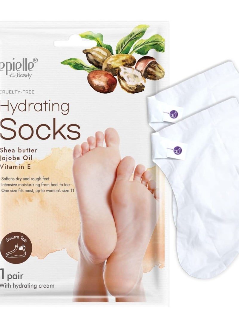 New Epielle Hydrating Foot Masks | 6 Pack Socks | For Cracked Feet, Dry Heels, Toes & Calluses | Shea Butter, Jojoba Oil, Vitamin E | Korean Skincare