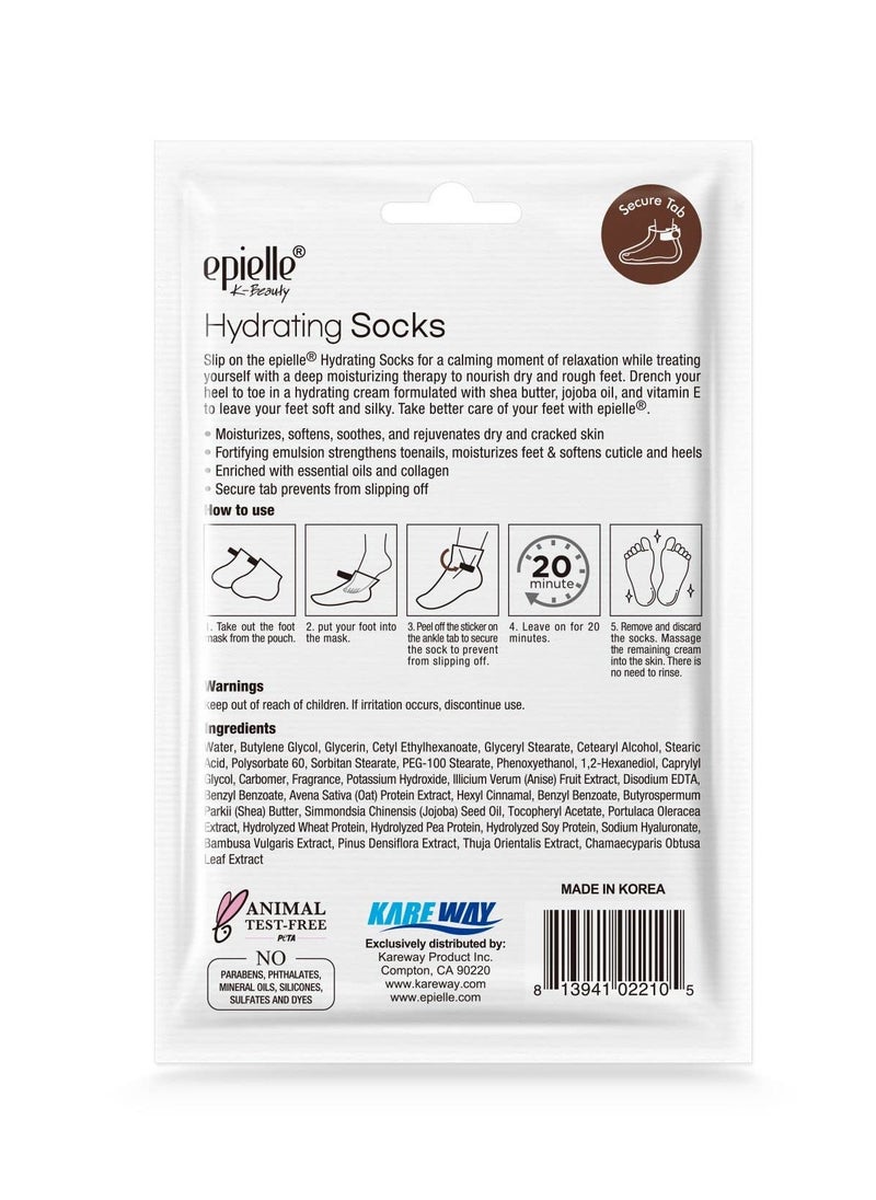 New Epielle Hydrating Foot Masks | 6 Pack Socks | For Cracked Feet, Dry Heels, Toes & Calluses | Shea Butter, Jojoba Oil, Vitamin E | Korean Skincare