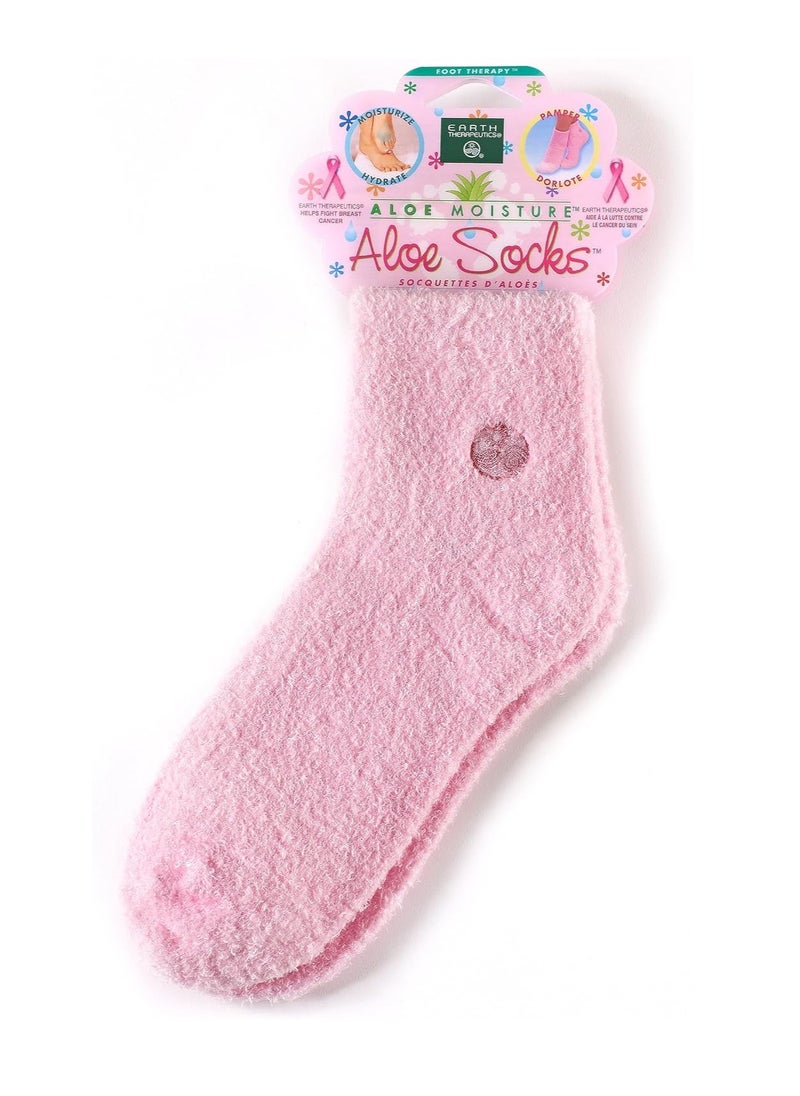 Earth Therapeutics Aloe Vera Socks – Infused with Natural Aloe Vera & Vitamin E – Helps Dry Feet, Cracked Heels, Calluses, Rough Skin, Dead Skin - Use with Your Favorite Lotions - Pink