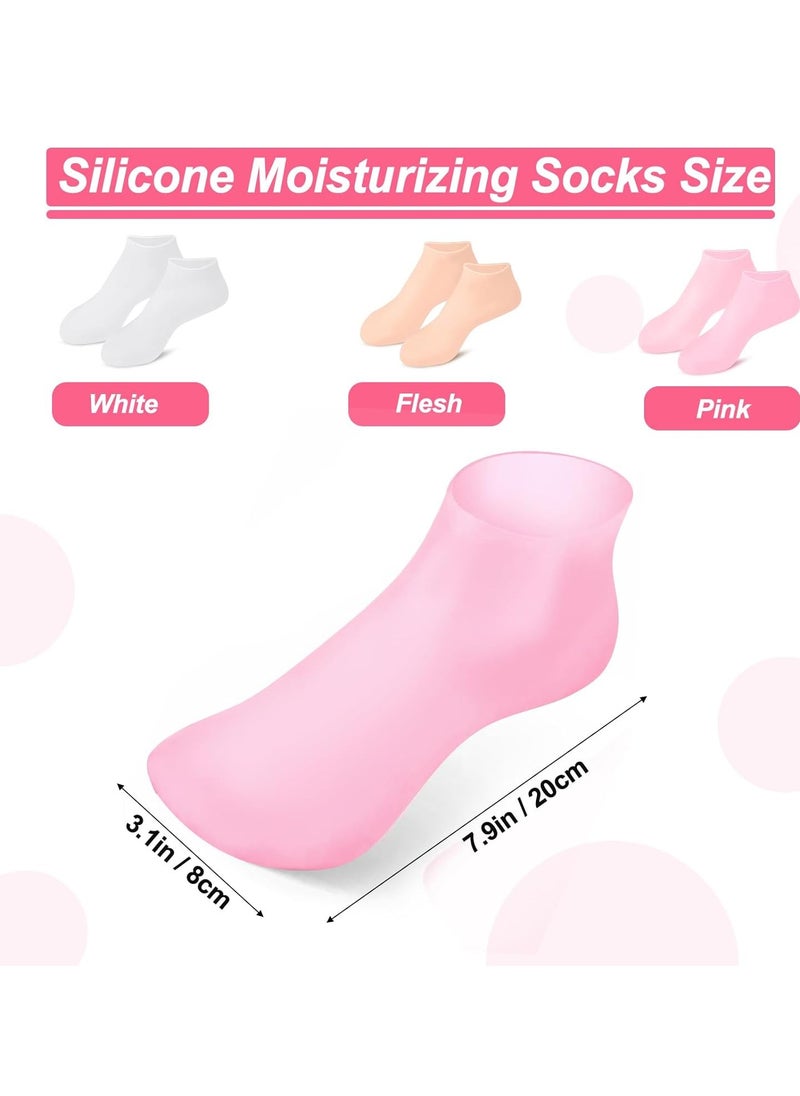 BUSOHA 3 Pairs Silicone Socks for Dry Cracked Feet Women, 3 Colors Silicone Moisturizing Socks, Foot Spa Pedicure Silicone Socks for Women