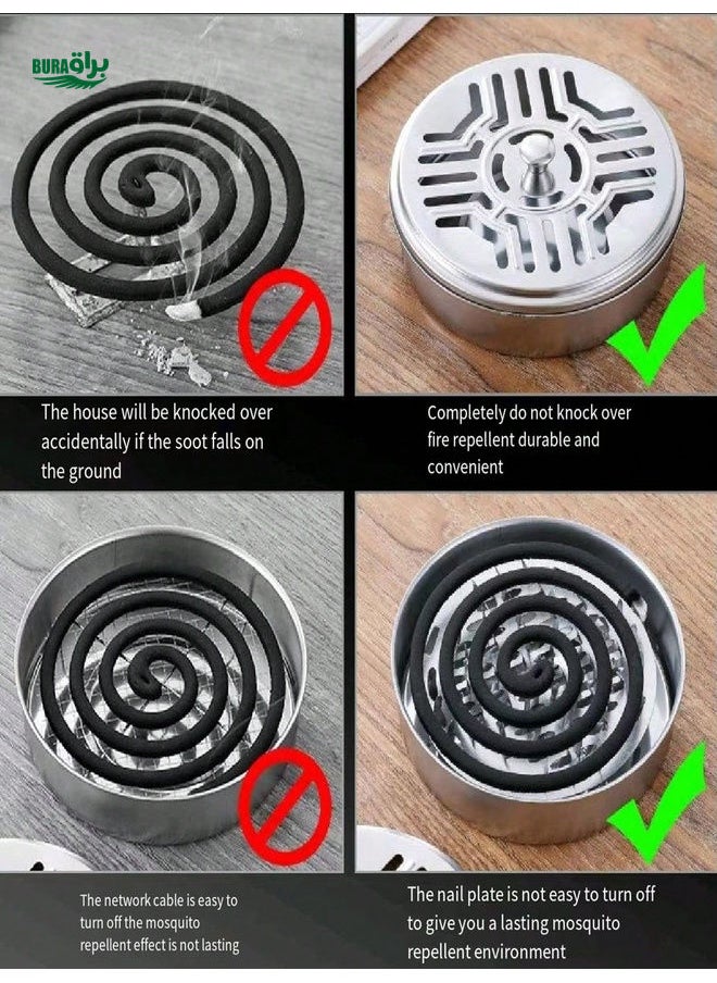 1pc/2pcs Floral/Stainless Steel Mosquito Coil Holder, Portable Mosquito Repellent Incense Burner With Cover For Outdoor & Home Use