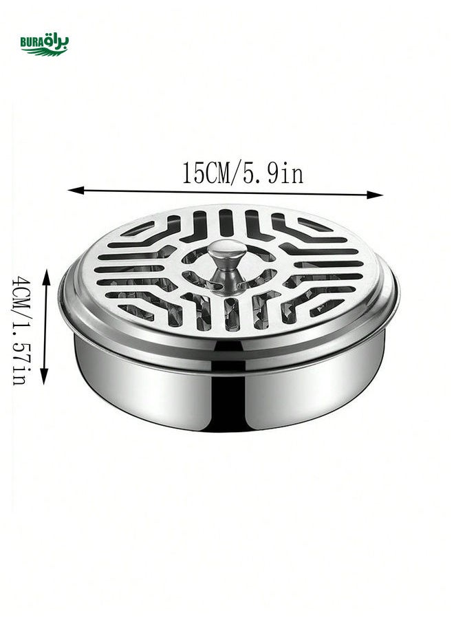 1pc/2pcs Floral/Stainless Steel Mosquito Coil Holder, Portable Mosquito Repellent Incense Burner With Cover For Outdoor & Home Use