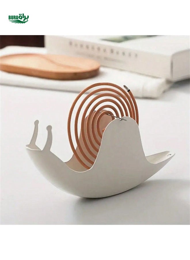 1pc Creative Snail Shaped Mosquito Incense Holder With Fireproof Ash Plate, Portable Mosquito Coil Burner