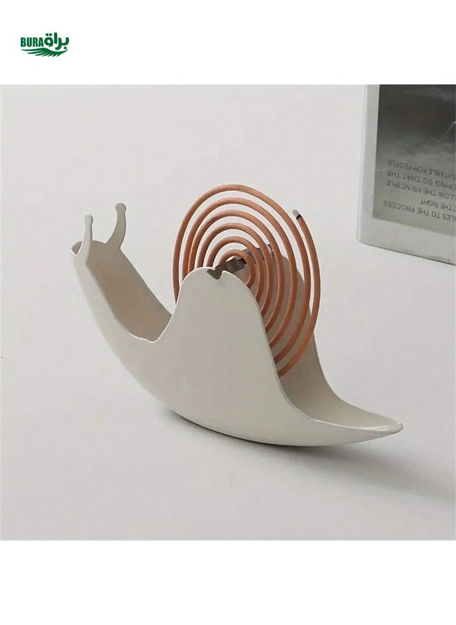 1pc Creative Snail Shaped Mosquito Incense Holder With Fireproof Ash Plate, Portable Mosquito Coil Burner