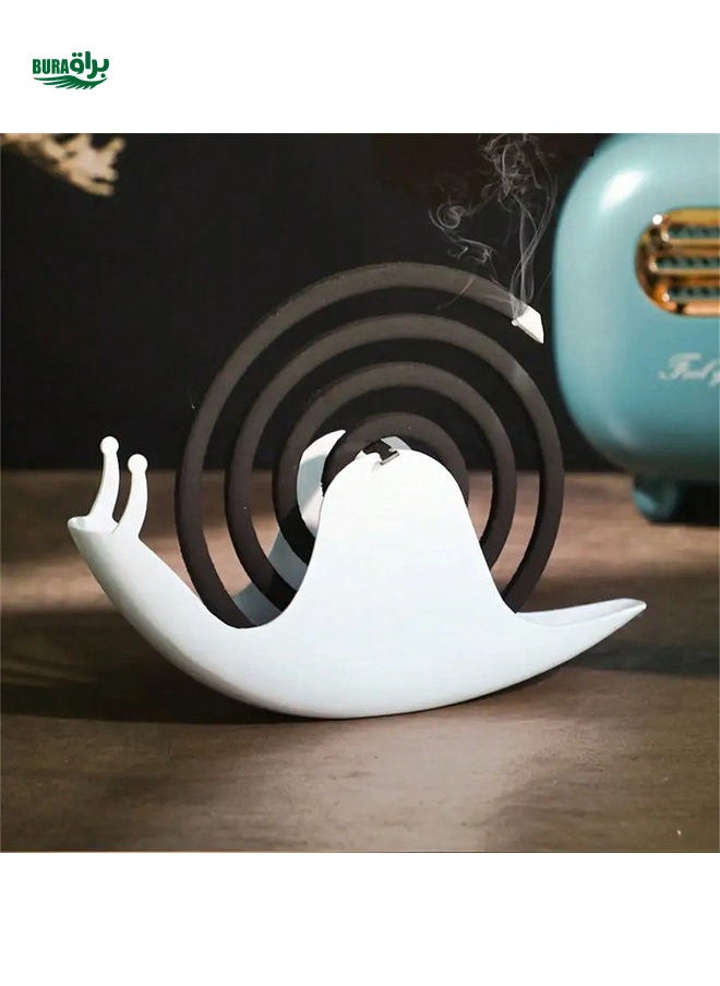 1pc Creative Snail Shaped Mosquito Incense Holder With Fireproof Ash Plate, Portable Mosquito Coil Burner