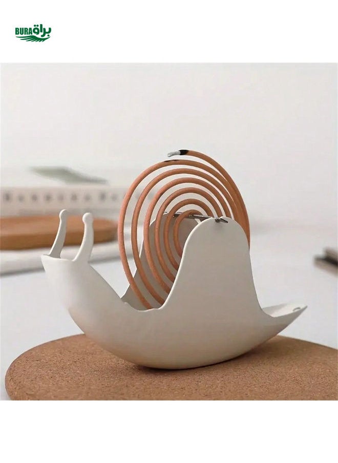 1pc Creative Snail Shaped Mosquito Incense Holder With Fireproof Ash Plate, Portable Mosquito Coil Burner