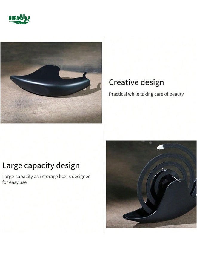 1pc Creative Snail Shaped Mosquito Incense Holder With Fireproof Ash Plate, Portable Mosquito Coil Burner