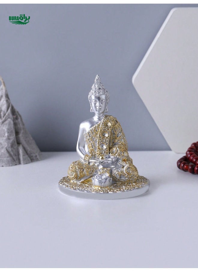 1pc Resin Crafted Sitting Buddha Statue, Home Decor, TV Cabinet, Entrance Table Ornament (Iron Cup Not Included)