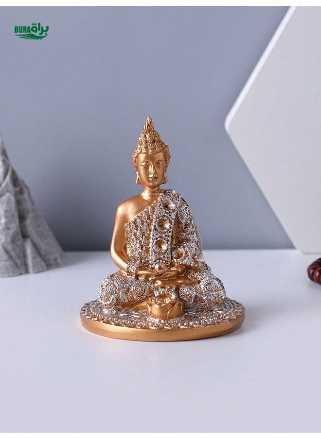 1pc Resin Crafted Sitting Buddha Statue, Home Decor, TV Cabinet, Entrance Table Ornament (Iron Cup Not Included)