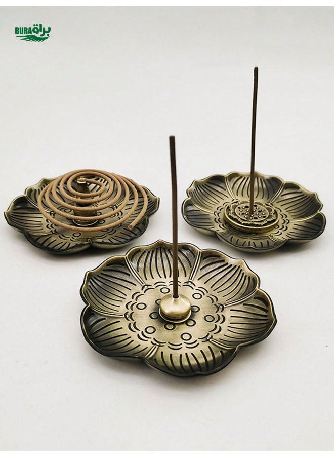 1pc Hollow Lotus Metal Incense Holder, Vintage Sandalwood Incense Burner Home Decor, Tea Ceremony Incense Stick Holder