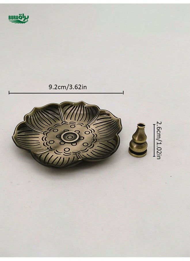 1pc Hollow Lotus Metal Incense Holder, Vintage Sandalwood Incense Burner Home Decor, Tea Ceremony Incense Stick Holder