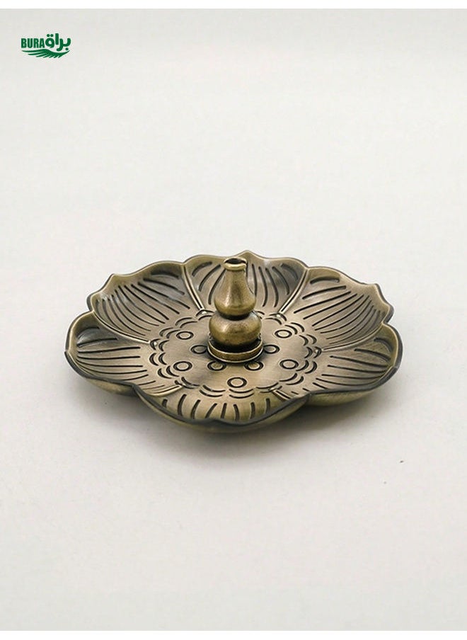 1pc Hollow Lotus Metal Incense Holder, Vintage Sandalwood Incense Burner Home Decor, Tea Ceremony Incense Stick Holder