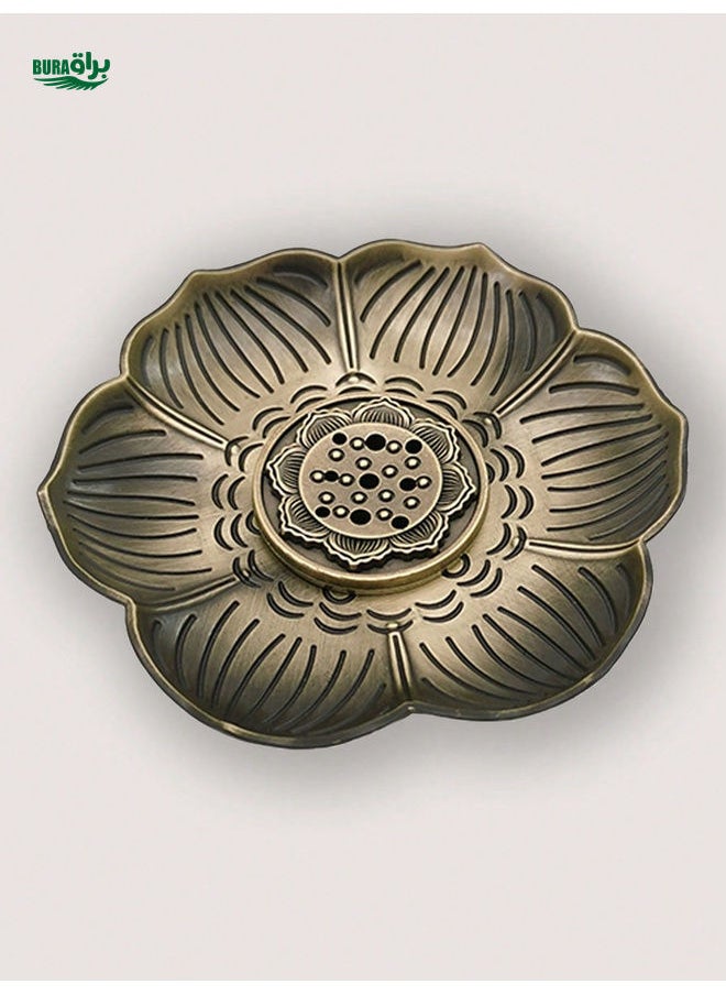 1pc Hollow Lotus Metal Incense Holder, Vintage Sandalwood Incense Burner Home Decor, Tea Ceremony Incense Stick Holder