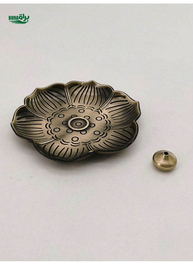 1pc Hollow Lotus Metal Incense Holder, Vintage Sandalwood Incense Burner Home Decor, Tea Ceremony Incense Stick Holder