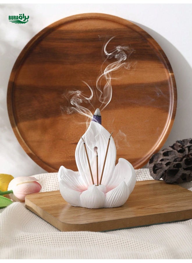 1pc Resin Lotus Shaped Multifunctional Home Decor Incense Burner