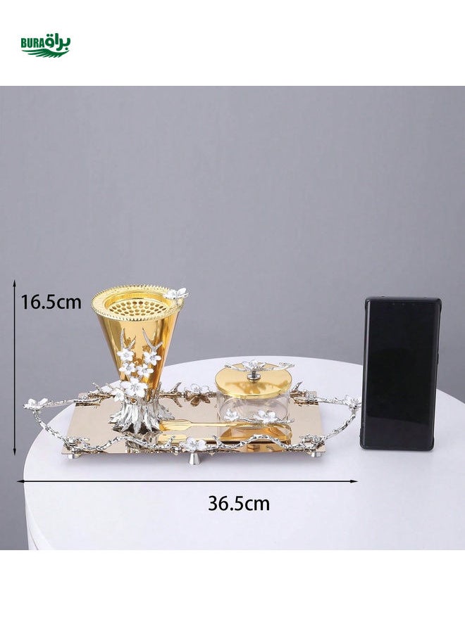 1 Piece Of Handmade Alloy Material Drip Glue Flower Aromatherapy Burner/Carbon Clip/Spice Jar/Tray/Jewelry Box/Incense Burner Set, Home Decoration Ornaments, Incense Burner Set, For Gift Giving, Home Fragrance,Halloween,Spooky,Autumn,Christmas,Winter,Holiday,Festival