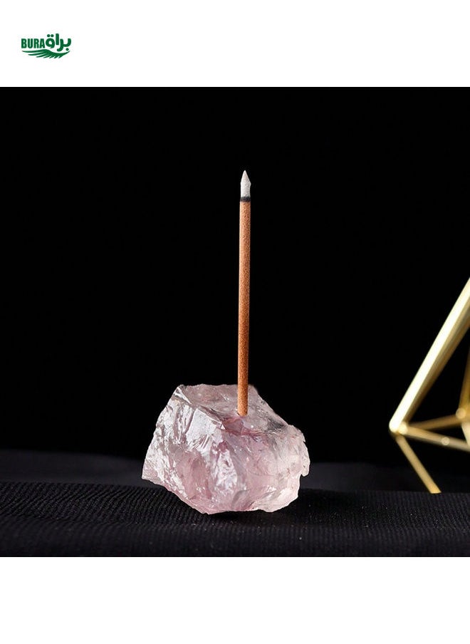 1PC Natural Crystal Incense Holder Pink White Red Crystal Raw Stone Incense Holder Incense Holder Crystal Crystal Block Incense Holder Base Halloween, Spooky, Autumn, Festival, Holiday Christmas, Winter, Holiday, Festival