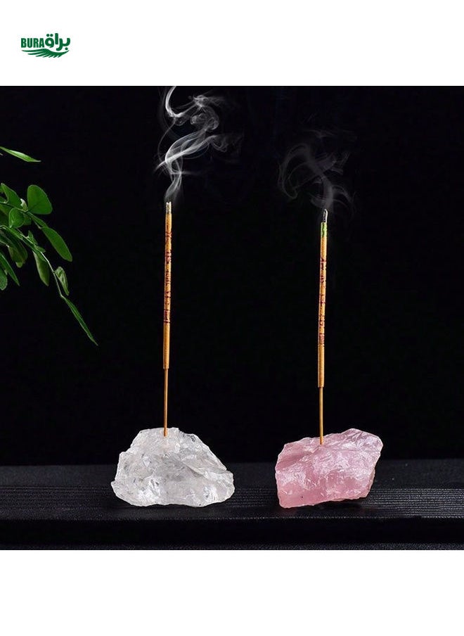 1PC Natural Crystal Incense Holder Pink White Red Crystal Raw Stone Incense Holder Incense Holder Crystal Crystal Block Incense Holder Base Halloween, Spooky, Autumn, Festival, Holiday Christmas, Winter, Holiday, Festival