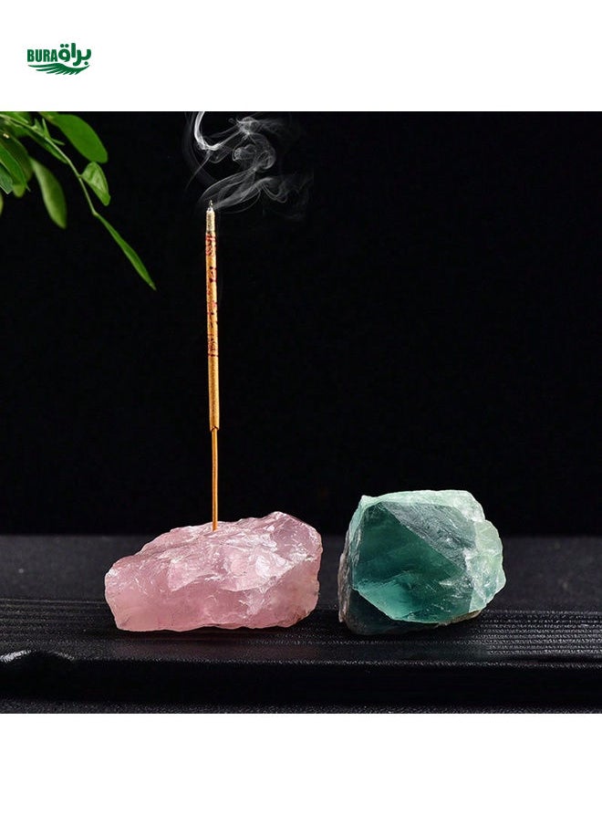 1PC Natural Crystal Incense Holder Pink White Red Crystal Raw Stone Incense Holder Incense Holder Crystal Crystal Block Incense Holder Base Halloween, Spooky, Autumn, Festival, Holiday Christmas, Winter, Holiday, Festival