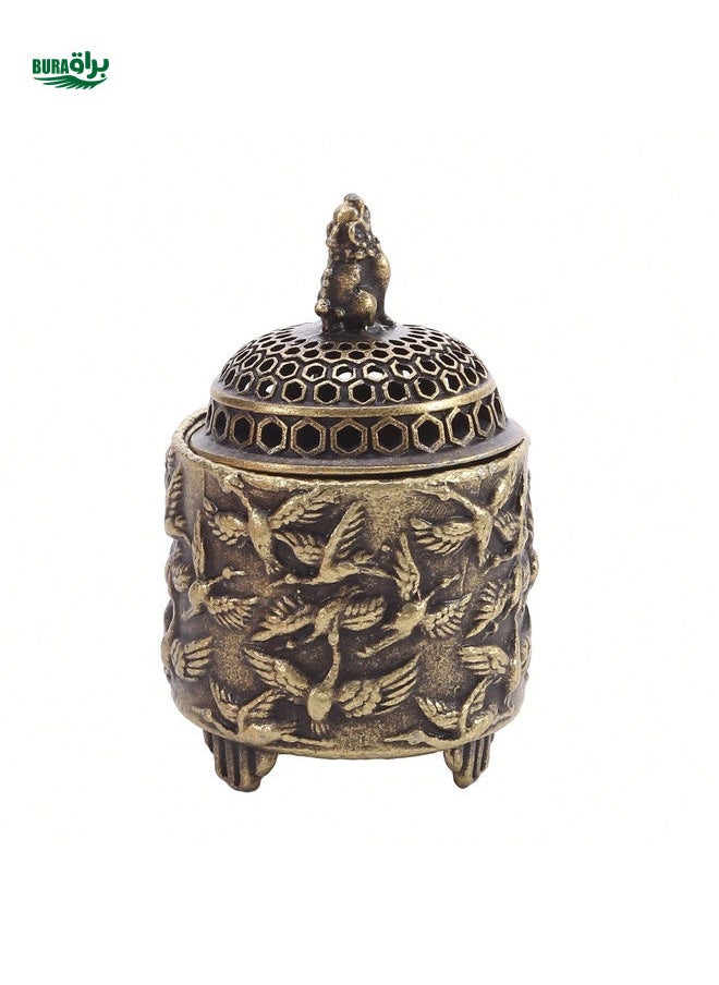 1 PC Tripod Red-Crowned Crane Alloy Incense Burner Zen Antique Zinc Alloy Cone Censer For Office Mini Decoration Ornaments