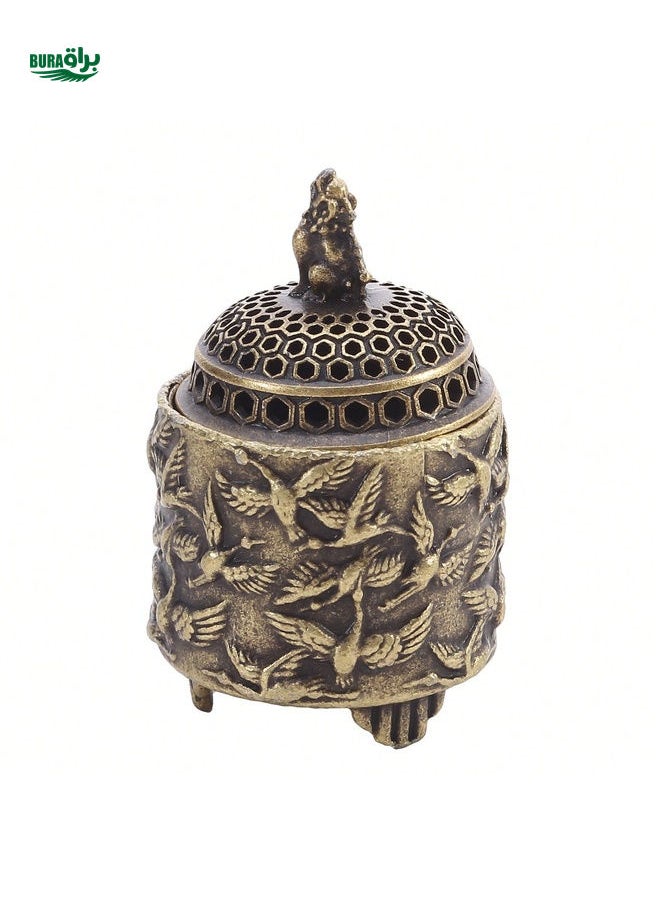 1 PC Tripod Red-Crowned Crane Alloy Incense Burner Zen Antique Zinc Alloy Cone Censer For Office Mini Decoration Ornaments