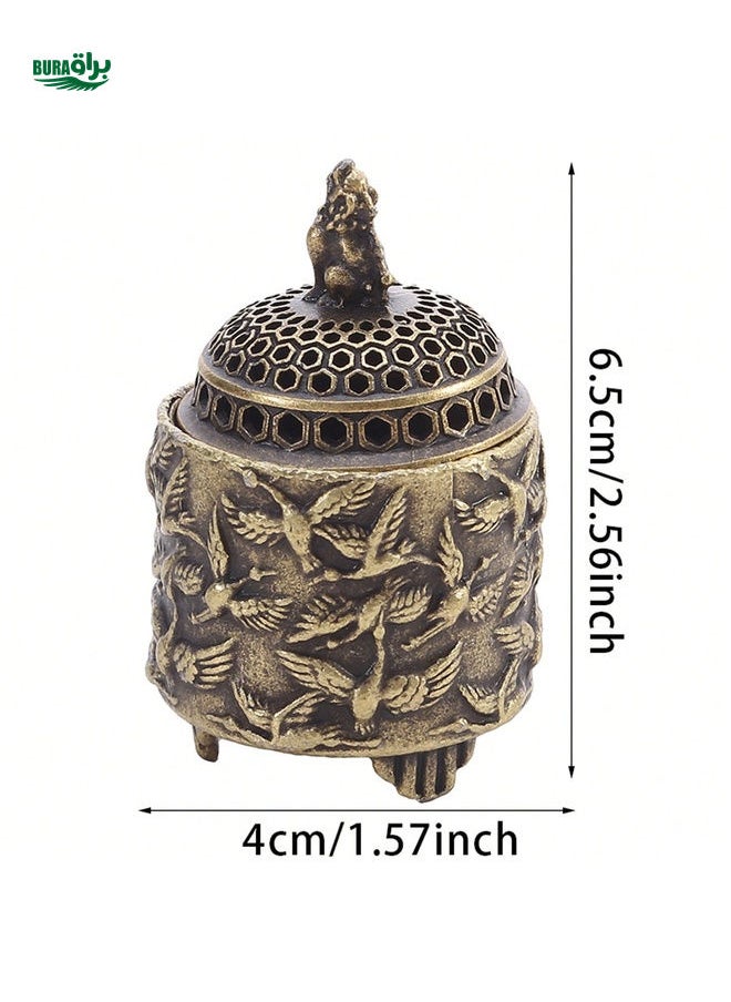 1 PC Tripod Red-Crowned Crane Alloy Incense Burner Zen Antique Zinc Alloy Cone Censer For Office Mini Decoration Ornaments