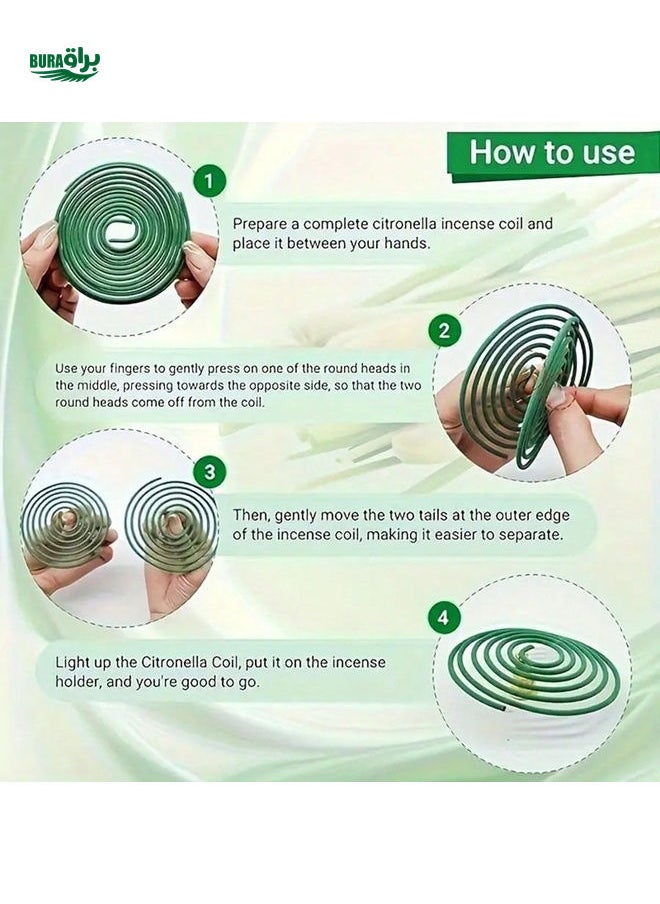 40pcs Handmade Mosquito Repellent Coil, Citronella & Green Tea Scented - Suitable For Yard, Patio, Camping & Hiking - 3-4 Hours Slow Release - Festival Green