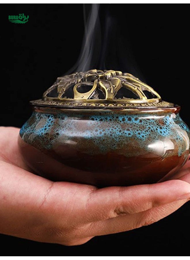 1pc Porcelain Incense Burner, Creative Hollow Out Incense Holder