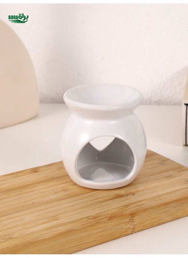 Medium Size Ceramic Heart-Shaped Aroma Burner, Retro Home Use Indoor Japanese Style Essential Oil Diffuser