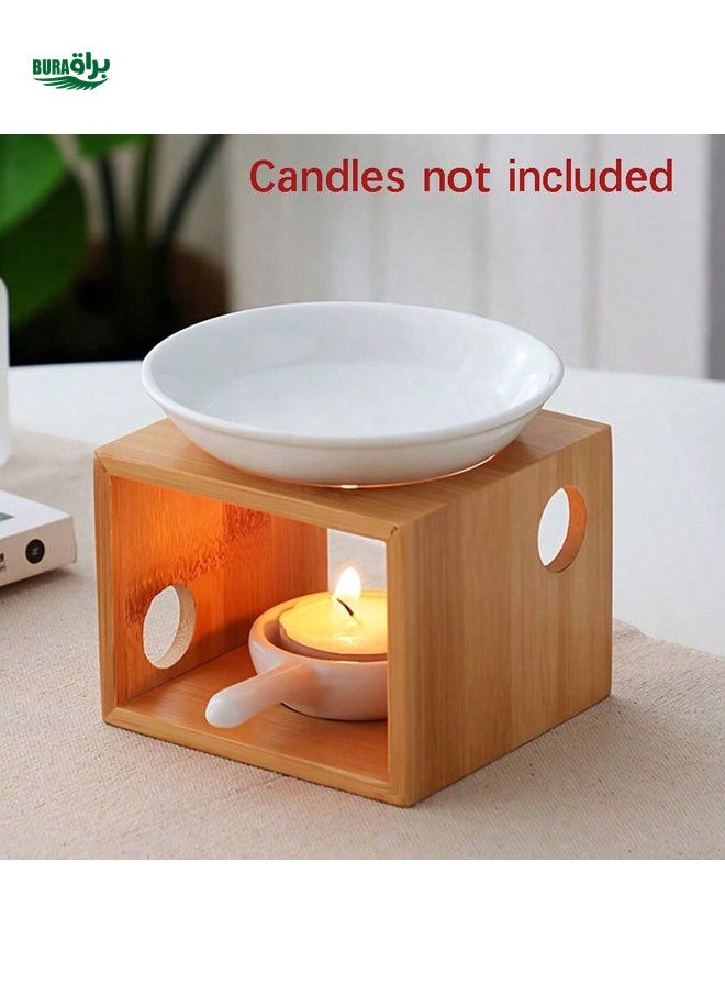 1set Ceramic Essential Oil Burner Diffuser,Hollowing Floral Tea Light Holder Aromatherapy Oil Warmer, Holiday Home Decoration Valentine