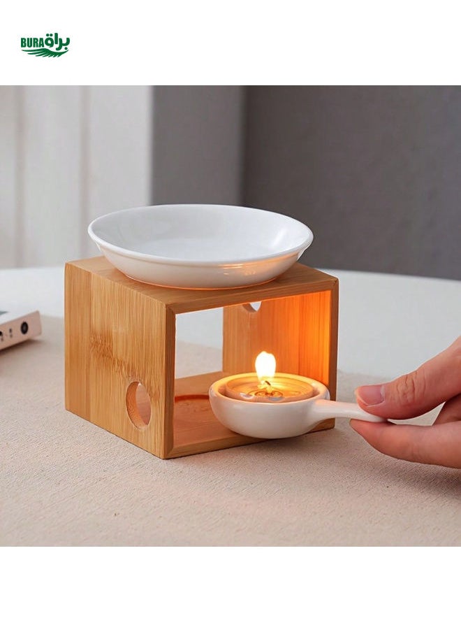 1set Ceramic Essential Oil Burner Diffuser,Hollowing Floral Tea Light Holder Aromatherapy Oil Warmer, Holiday Home Decoration Valentine