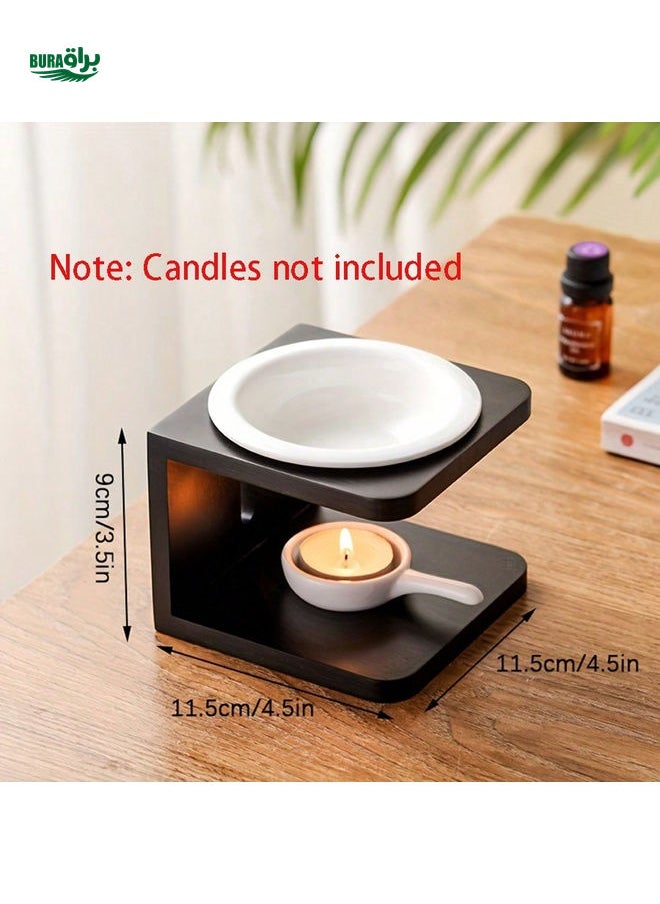 1set Ceramic Essential Oil Burner Diffuser,Hollowing Floral Tea Light Holder Aromatherapy Oil Warmer, Holiday Home Decoration Valentine