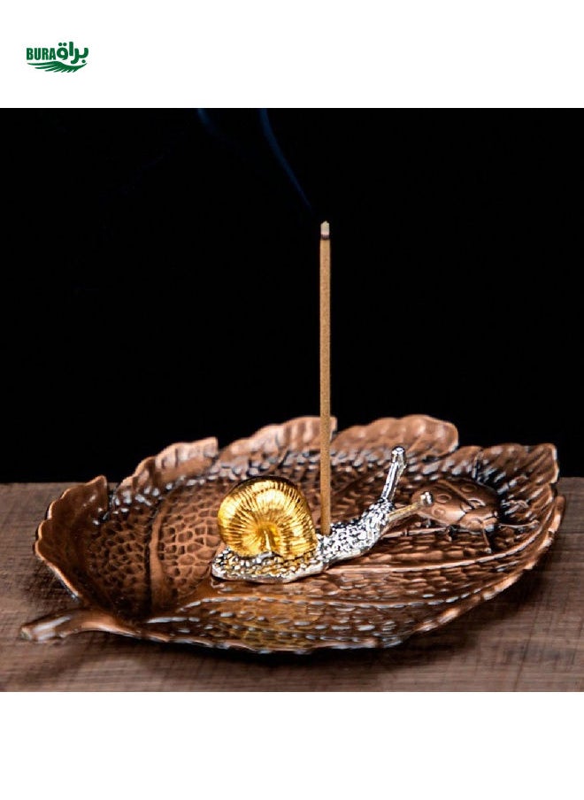 Japanese Zen-Inspired Insect Bite Leaf Incense Holder, Ladybug Leaf Incense Plate, Snail Indoor Sandalwood Incense Burner Creative Retro Incense Holder