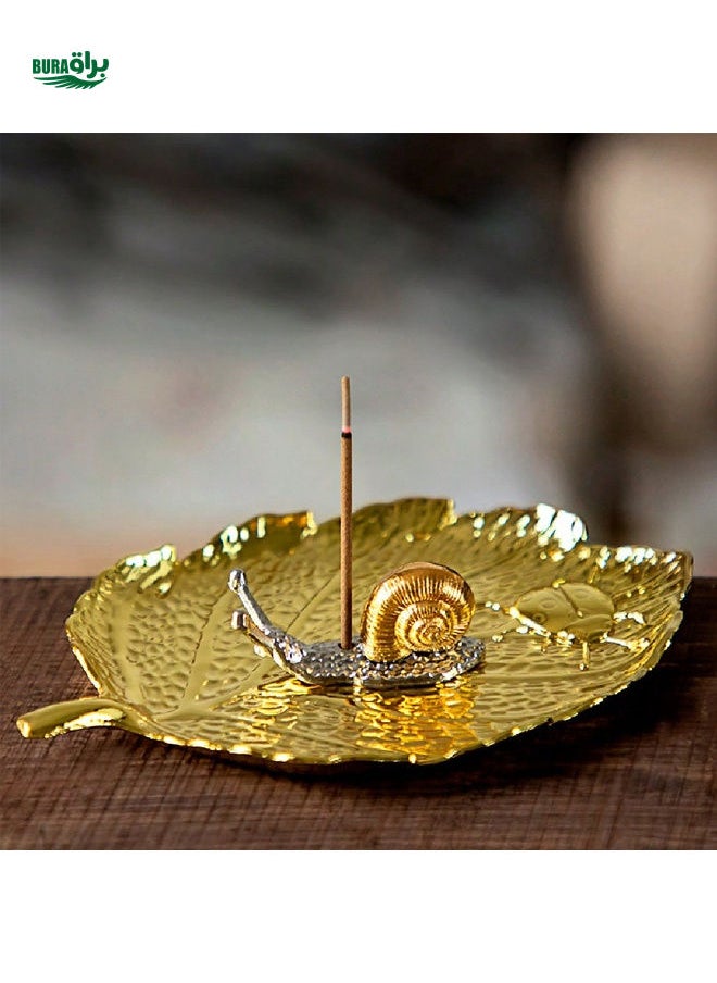 Japanese Zen-Inspired Insect Bite Leaf Incense Holder, Ladybug Leaf Incense Plate, Snail Indoor Sandalwood Incense Burner Creative Retro Incense Holder