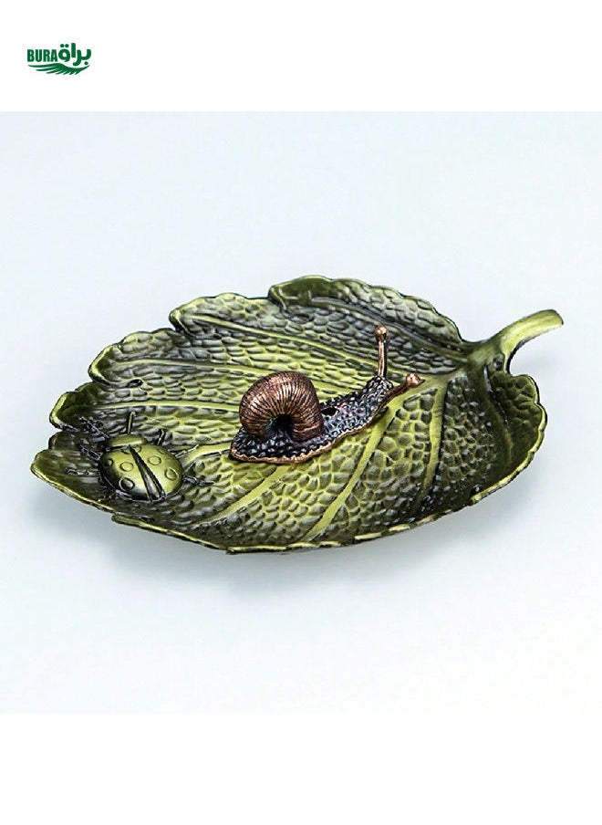 Japanese Zen-Inspired Insect Bite Leaf Incense Holder, Ladybug Leaf Incense Plate, Snail Indoor Sandalwood Incense Burner Creative Retro Incense Holder