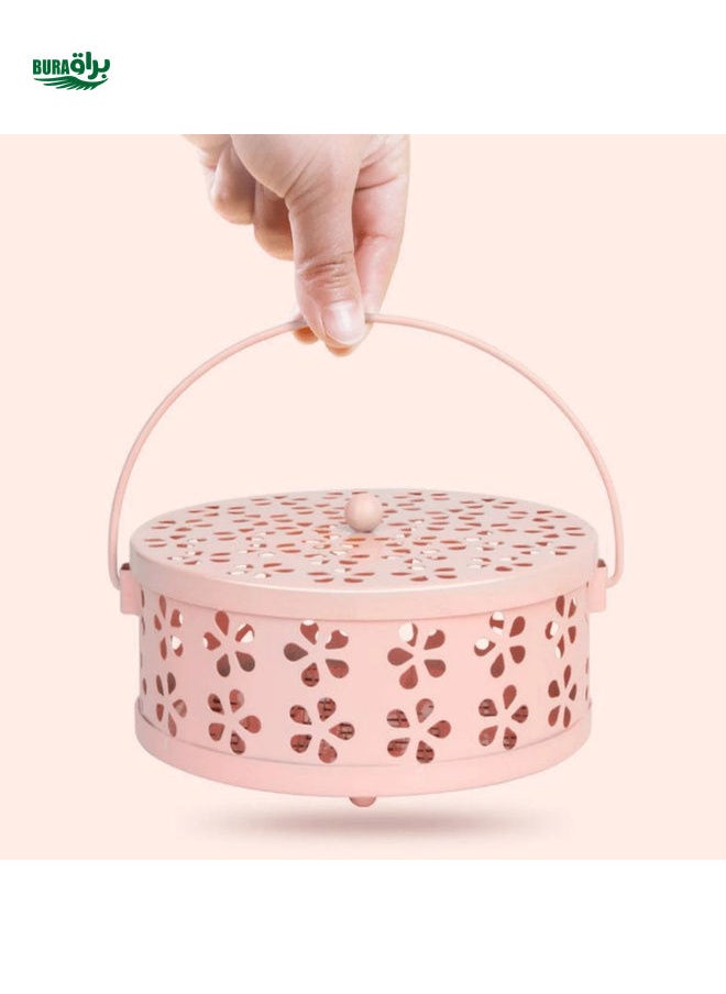 1pc Solid Color Wrought Iron Creative Hollow Mosquito Coil Holder, Heatproof, Fireproof Mosquito Coil Box For Home, Indoor Mosquito Incense Burner