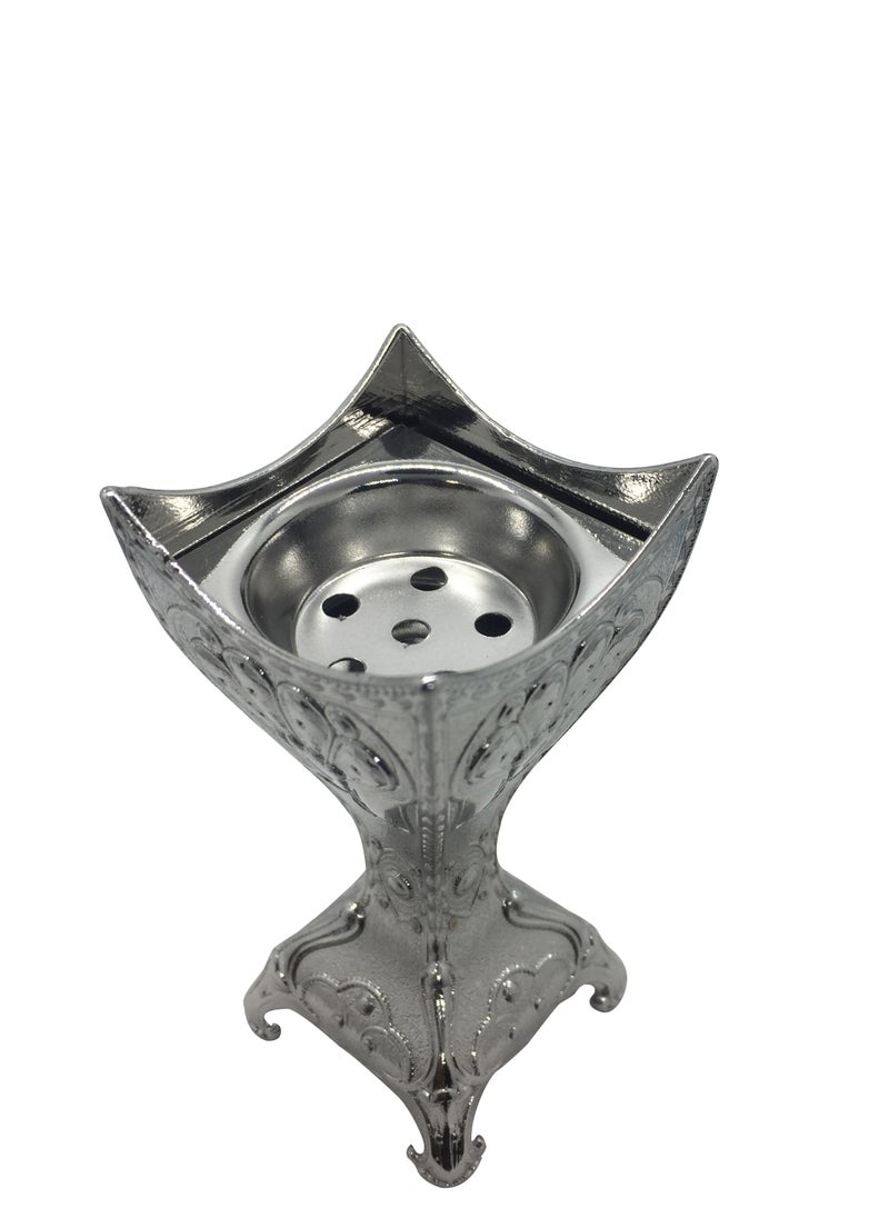 Arabian-Style Incense Burner for Home Decor | Aromatic Diffuser for Yoga, Meditation & Relaxation | Elegant Living Room Accessory in Silver